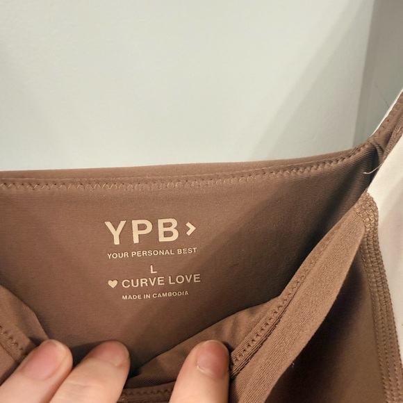 YPB by Abercrombie Curve Love Brown &White Color Blocked Sports Bar- Large - Picture 2 of 4